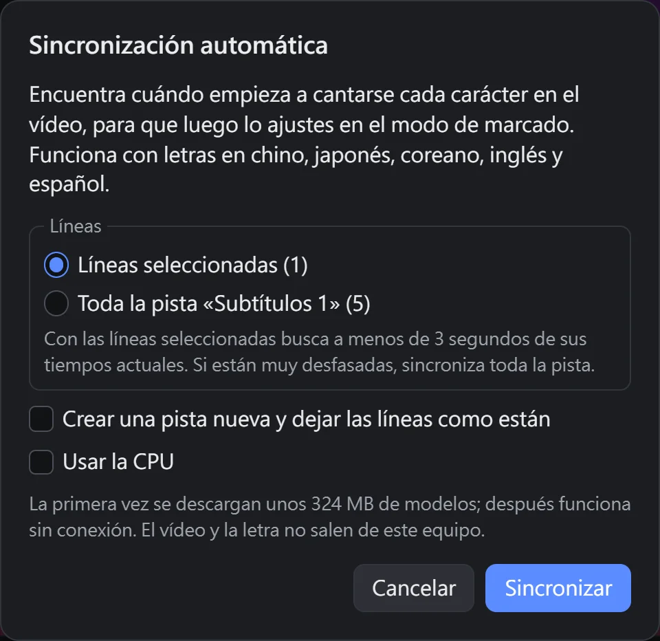 La ventana de sincronización automática