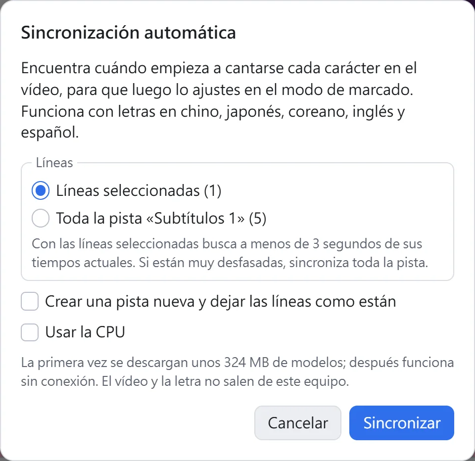 La ventana de sincronización automática