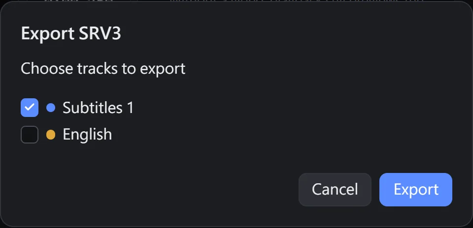 The export dialog with only the lyrics ticked