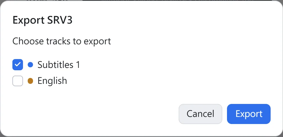 The export dialog with only the lyrics ticked