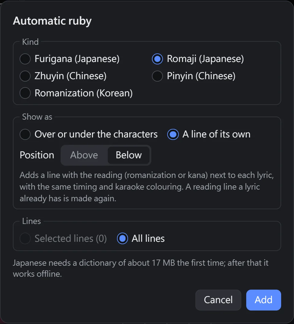The Automatic ruby dialog
