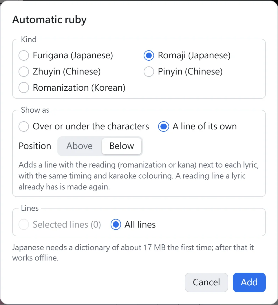The Automatic ruby dialog