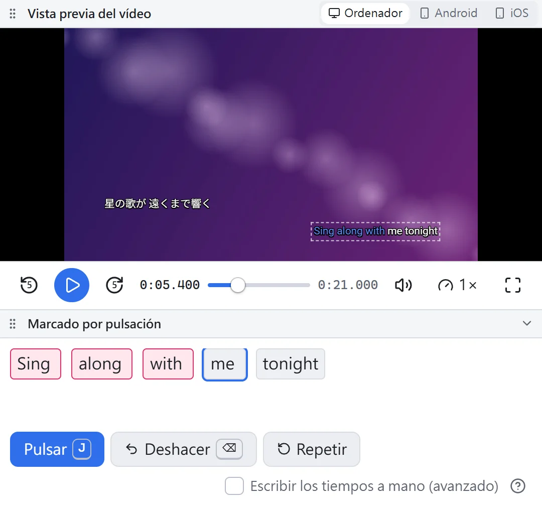 Modo de marcado por pulsación